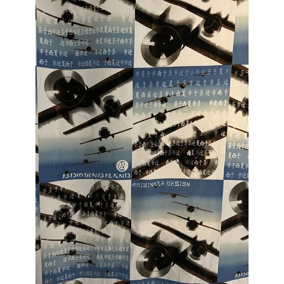 Vintage Shaolin Mens Military War Airplanes Blue Button Front Shirt 2XL Asian - Picture 5 of 7